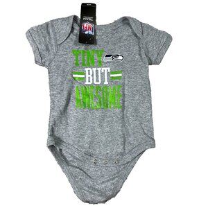 Outer Stuff Kids 6/9M Gray Seattle Seahawks Tiny But Awesome Bodysuit‎ NWT